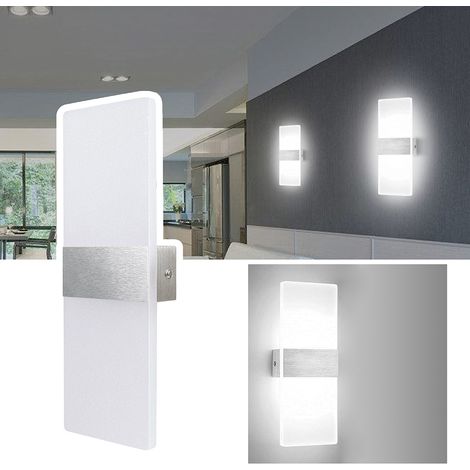 Randaco LED Wandleuchte Innen/Außen Wandleuchten Modern Wandlampe Wandbeleuchtung Treppenhaus Flur Kaltweiß 2X 12W