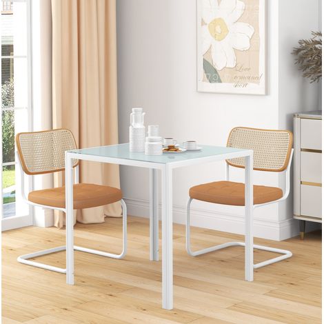 Table à manger carrée 75 x 75 x 75 cm en verre trempé blanc pour 4 personnes DESVIAE (1/5)
