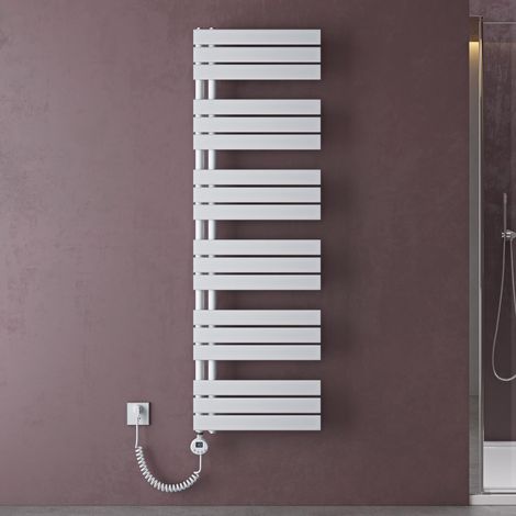 doporro Scaldasalviette Elettrico Bagno con Termostato Digitale e Funzione Timer 159x50cm 1000W Bianco, Termoarredo Elettrico Temperatura Regolabile, Radiatore da Parete Verticale - FN (1/5)