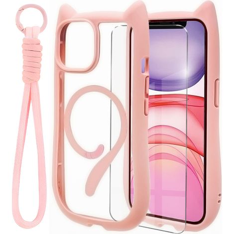 iPhone 11 Hülle, für MagSafe, süße Katze, Rosa + Displayschutzfolie (1/5)