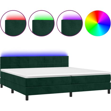 Maison Exclusive - Letto a Molle con Materasso e LED Verde Scuro 200x200cm Velluto
