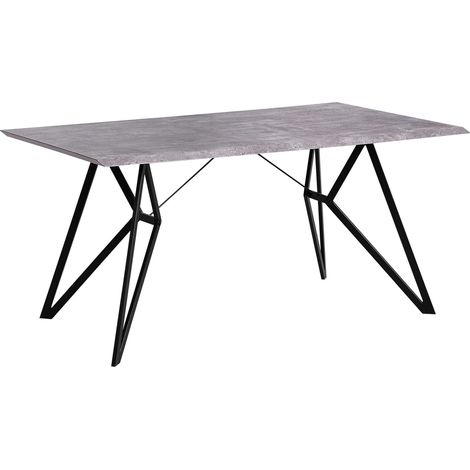 Tavolo da Pranzo Effetto Cemento Gambe in Metallo Nero 160 x 90 cm Buscot