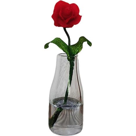 Mini vase en résine représentant une rose, accessoire durable pour maison de poupée et jeux d'imitation.-B