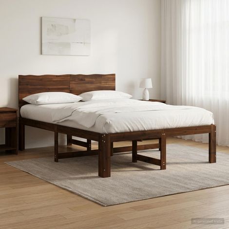 vidaXL Cama doble con cabecero ROSTOCK Marrón Oscuro 140 x 200 cm (1/5)