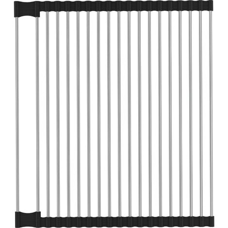 Egouttoir Vaisselle, Portable, Égouttoir à Vaisselle Pliable pour Sécher Fruits, Légumes et Assiettes, Egouttoir Vaisselle INOX, Egoutoire Vessaille Polyvalent, 44x38 cm, Noir (Neuf) (1/5)