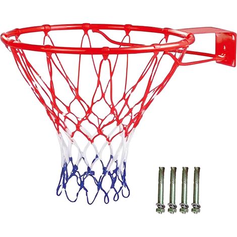 Relaxdays Basketballkorb Wandmontage, inkl. Netz & Dübel, outdoor geeignet, Ø: 45 cm, Basketballring Eisen, orange (1/5)
