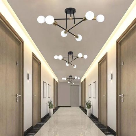 Yowei 3pcs Plafonnier Industriel Lustre Vintage en Aluminium Moderne 6-Luminaire Suspension pour Chambre Salon (1/4)