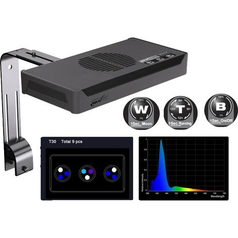 Lumière d'Aquarium, Design Énergétiquement Efficace à LED, Installation Facile par Clip, Prise EU, M029-30W-Timing (1/2)