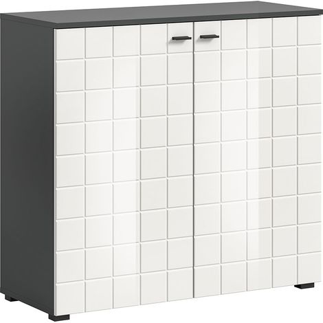 Monte Sideboard 2 Türen weiß Hochglanz.