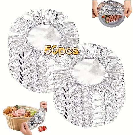 50pcs isolation thermique aluminium feuille housse de protection alimentaire, fournitures de cuisine, pique - nique (1/5)