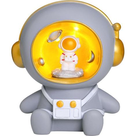 Veilleuse astronaute grise 17x15cm, figurine en résine, cadeau d'anniversaire créatif pour enfant, boîte à surprises (1/4)