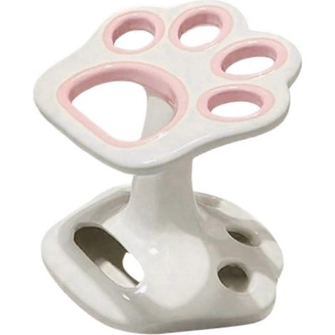 Porte-brosse à dents en céramique en forme de patte de chat, sans perçage, pour ranger pinceaux de maquillage, accessoires de salle de bain B (1/5)