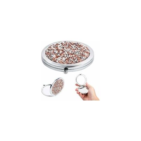 Espejo de maquillaje de bolsillo ZVD, espejo de bolsillo con aumento de 1x/2x, espejo redondo plegable y portátil, espejo de bolsillo de 7 cm ideal para mujeres y niñas, viajes, trabajo, escuela, hoga (1/4)