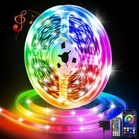 Ruban LED,10 Mètres Lumière Chambre Multicolore , Bluetooth App Control RGB LED Bande Led , Fancy LED Interieur Synchronisation Musicale Pour Décorer Bar , Fête , Cuisine , TV , Bureau (1/5)