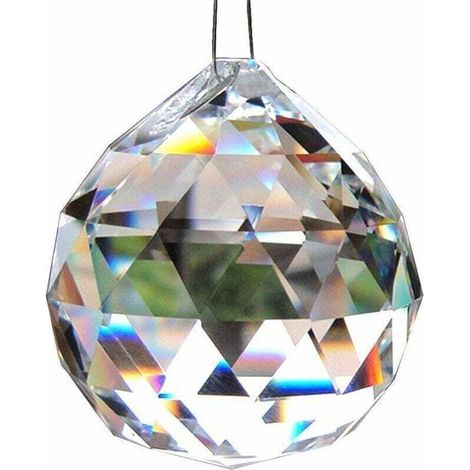 60 mm grande boule de cristal en verre clair boule de cristal boule de verre prisme pendentif arc-en-ciel cristal lustre pièces de cristal - mariage, fête, décoration de table de fête-Fei Yu (1/4)