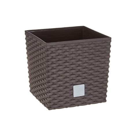 Maceta Rato 10 litros con cubilete para plantar en color ocre oscuro 22,3 x 22,3 x 22,8 cm.