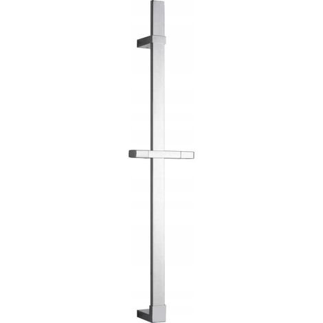 Wenko – Barre de douche 68 cm en acier inoxydable chromé – Design carré élégant – Résistante à la rouille – Montage facile avec matériel inclus