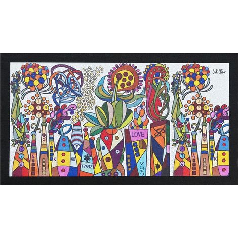 Paillasson d'Entrée en Gomme 40X70cm Interne Externe Antidérapant Pop Art Jack Ottanio - Plutone Garden (H) (1/5)