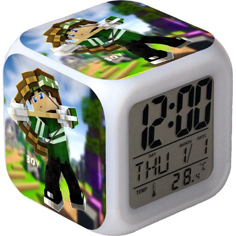 Réveil numérique multifonction Minecraft Édition LED
