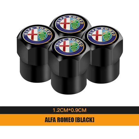 (B noir) 4 pièces bouchons de Valve de pneu en métal couvercle de tiges d'air de pneu de voiture adapté pour 159 147 156 GT Giulietta Mito Giulia Stelvio Disco Volante (1/5)