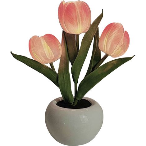 Lampada da tavolo a forma di tulipano, squisita luce notturna a forma di tulipano per caffè (rosa) (1/4)