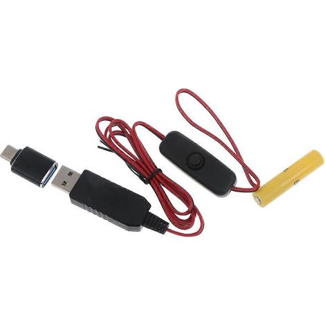 Câble d'alimentation 2m avec interrupteur pour thermomètre-hygromètre, modèle C type jouet, compatible piles AAA. (1/4)