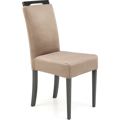 Chaise de salle à manger velours beige avec pieds noirs en bois massif Candy (1/5)
