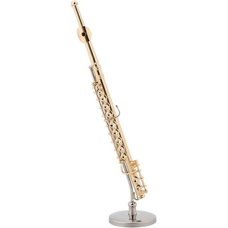 Figurine de flûte plaquée or avec support et étui, statue musicale décorative (1/5)