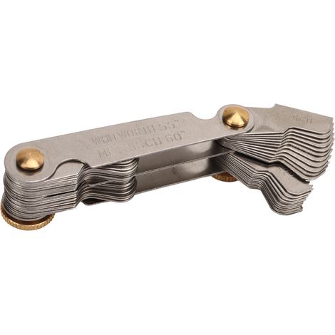 Jeu de 52 lames calibre filetage 55° 60° métrique imperial inox vis gauge pas de filet mesure (1/5)