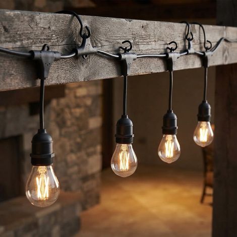 Luminaria NEOS con 10 portalampade E27 in PVC fornita senza lampadine -Nero (1/4)