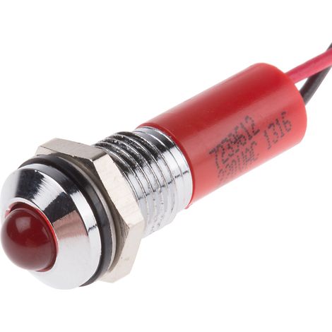 Voyant LED lumineux Rouge RS PRO, dia. 8mm, 220V c.a., IP67 ( Prix pour 1 )