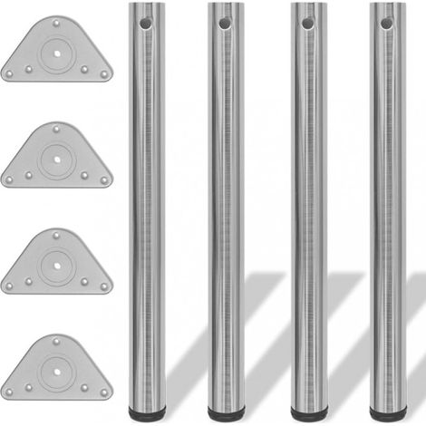 4 Height Adjustable Table Legs Brushed Nickel 710 mm