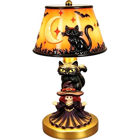 Lámpara de Mesa Halloween Gato LED USB, Luz Cálida Decorativa para Interior Fiesta Dormitorio y Salón (1/5)
