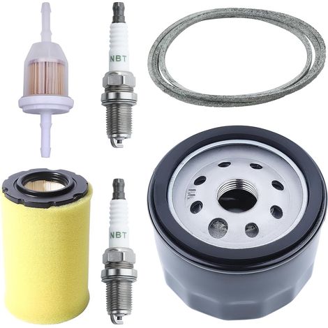 D125 MIU14395 Air Filter for John Deere D100 D105 D125 D130 D140 D110 E140 E130 E100 E120 LA145 LA135 Z255 Z235 X330 Lawn Tractor,Oil Filter + Spark Plug + Deck Belt Tune Up Kit (1/5)