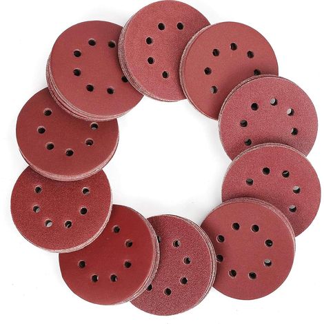 Sanding Disc, 100pcs Abrasive Discs 40-800 Grit Size 125mm Ideal for Sanding/Polishing/Rust Removal (8 holes) (1/5)
