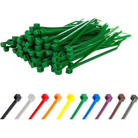 Collier de Serrage en Nylon - 100 mm x 2,5 mm - Vert - Attache Câble Petit Format - Serre-Câbles - Lot de 100 Pièces (1/5)