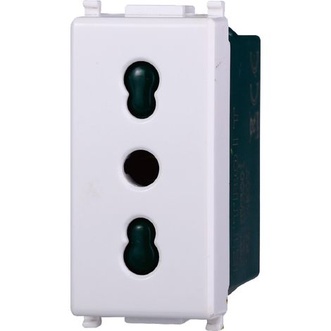 Presa bipasso compatibile Vimar Plana 2P+T 10/16A 250V colore bianco Ettroit EV2001