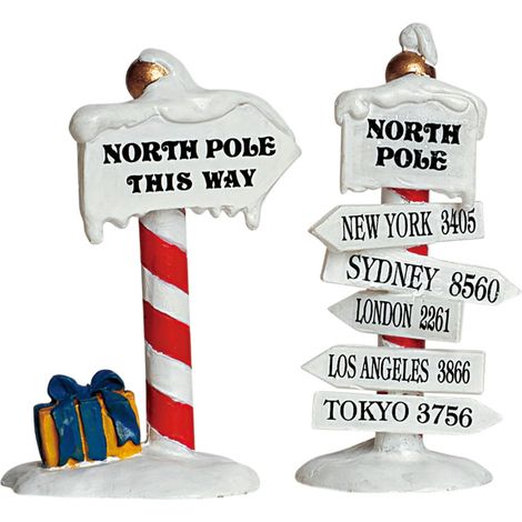 Lemax North Pole Signs Set Of 2 - Set di 2 segnali del Polo Nord fantasia 1 per villaggio di Natale