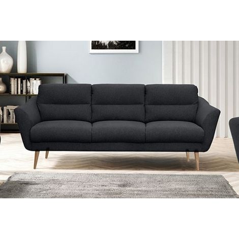 Canapé en tissu luxe 3 places, TRENDY noir (gris très sombre) (1/5)