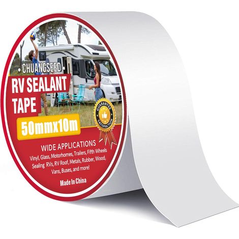 Ruban Adhésif de réparation de VR blanc,ruban en caoutchouc butyle,5cmx10m,Ruban pour Caravane,white rv sealant tape pour RV,Camping-Car,toiture,Bateau réparer Les Fuite (1/5)