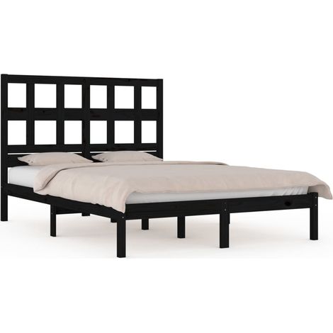 Maison Exclusive - Massivholzbett Schwarz Kiefer 140x190 cm