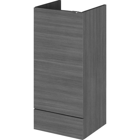 Hudson Reed Fusion Anthracite Woodgrain 400mm Floor Standing Single Door Storage Unit - OFF584 (1/2)