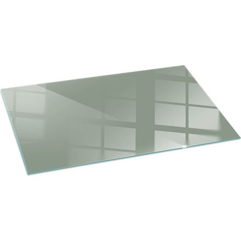 Grande Plaque de Verre pour Cheminée Revêtement de Sol Plancher de Pare-feu Protection Contre Etincelles Couleur Gris-vert 140x70 cm (1/5)