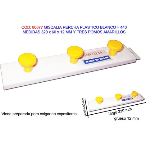 Cintre en PVC jaune avec 3 crochets - 320x60x12mm