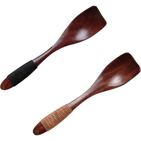 VOSAREA Lot de 2 Cuillères à Glace en Bois Marron Style Japonerie (1/5)