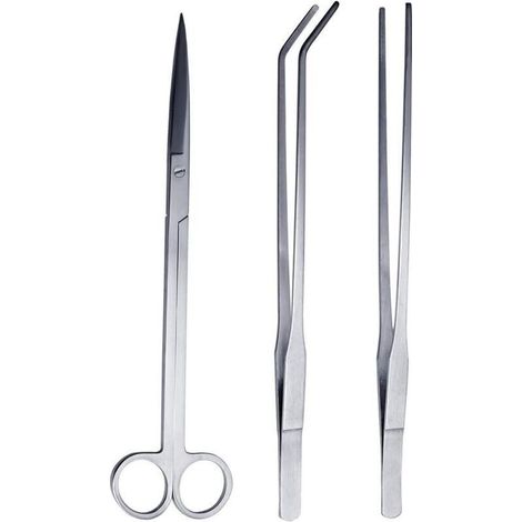 3 Pack Aquarium Kit Outil Accessoires, Outils d'Aquarium en Acier Inoxydable, Poisson Starter Kits Réservoir Eau Plante Pinces Ciseaux Outils pour Poissons et Plantes d'Aquarium