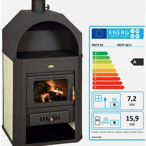 Stufa a legna Prity W17 da 23,1 kW con caldaia per acqua calda (1/5)