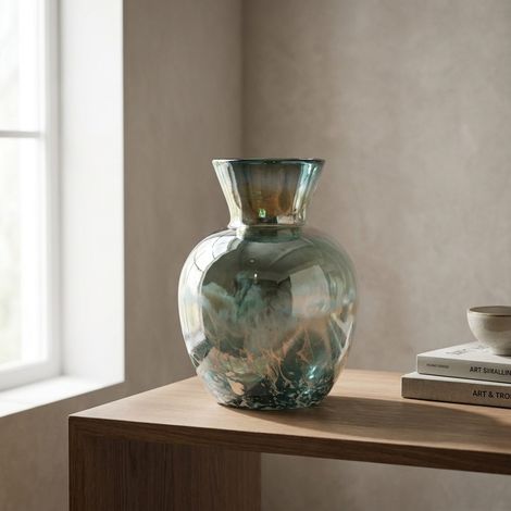 Stylish Green Lustre Glass Bulb Vase (1/2)