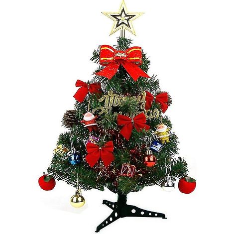 Mini sapin de Noël avec décorations, sapin artificiel de table avec horloge de Noël fonctionnelle