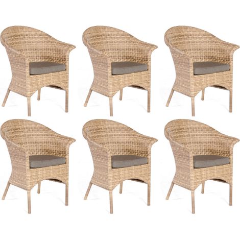 Sonnenpartner 6er-Set Garten-Sessel Cayman Aluminium mit Polyrattan natura-antik Gartenstuhl (1/2)